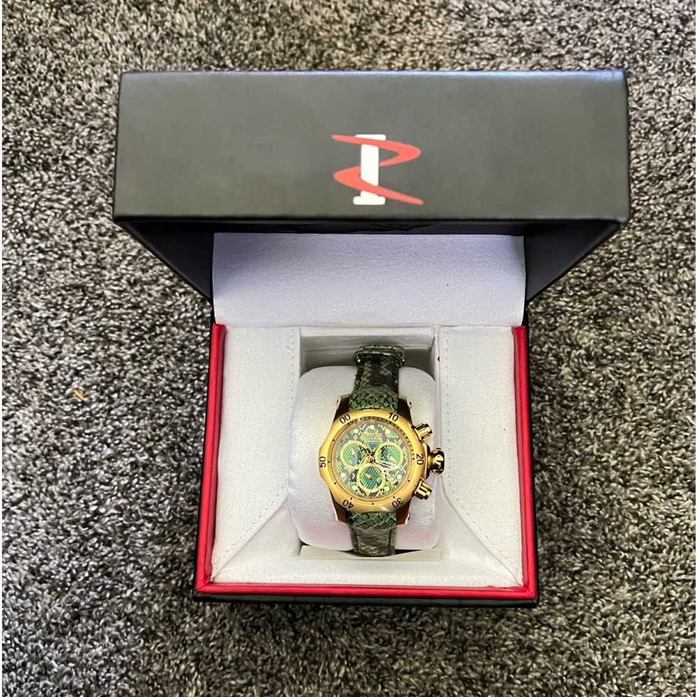 Invicta Reserve Venom Swiss Made Quartz Chronograph Leather Strap Watch 14968